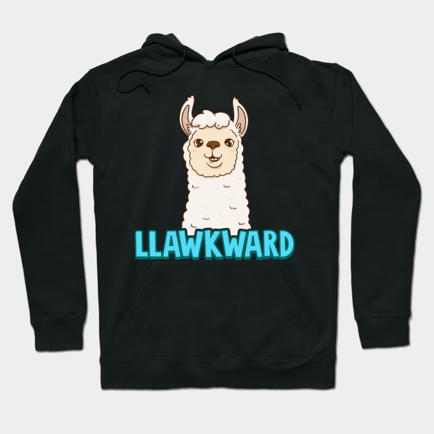 Cute & Funny Llawkward Awkward Llama Pun Lama Hoodie by theperfectpresents